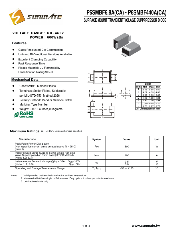 P6SMBF6.8C SunMate