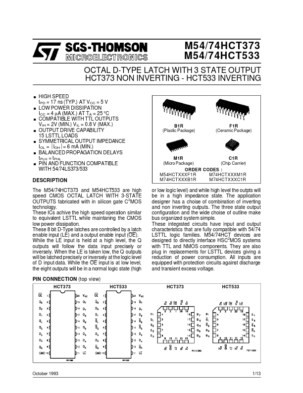 M54HCT373 ST Microelectronics