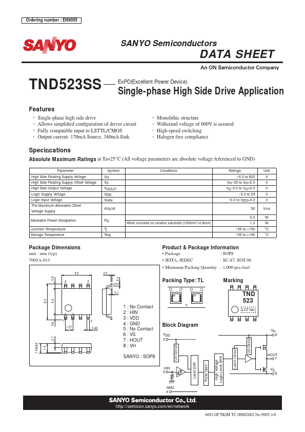 <?=TND523SS?> डेटा पत्रक पीडीएफ