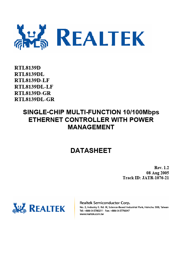 RTL8139D-GR Realtek Microelectronics
