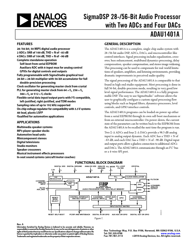 <?=ADAU1401A?> डेटा पत्रक पीडीएफ