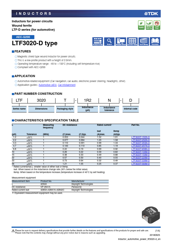 <?=LTF3020T-1R2N-D?> डेटा पत्रक पीडीएफ