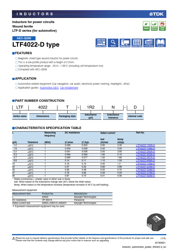 <?=LTF4022T-220M-D?> डेटा पत्रक पीडीएफ