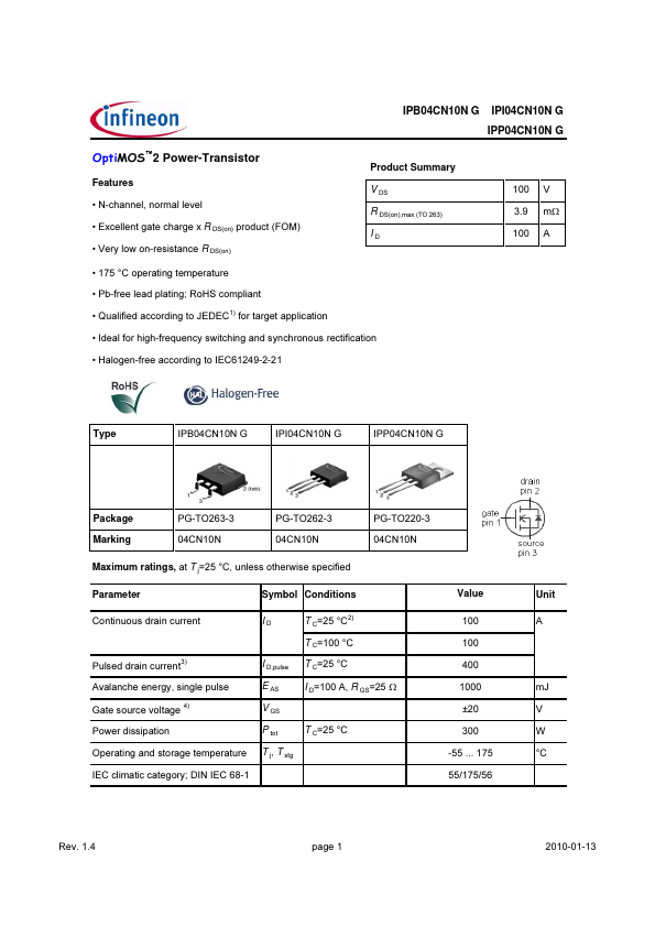 IPP04CN10NG Infineon