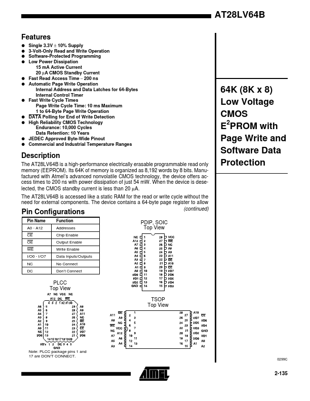 <?=AT28LV64B?> डेटा पत्रक पीडीएफ