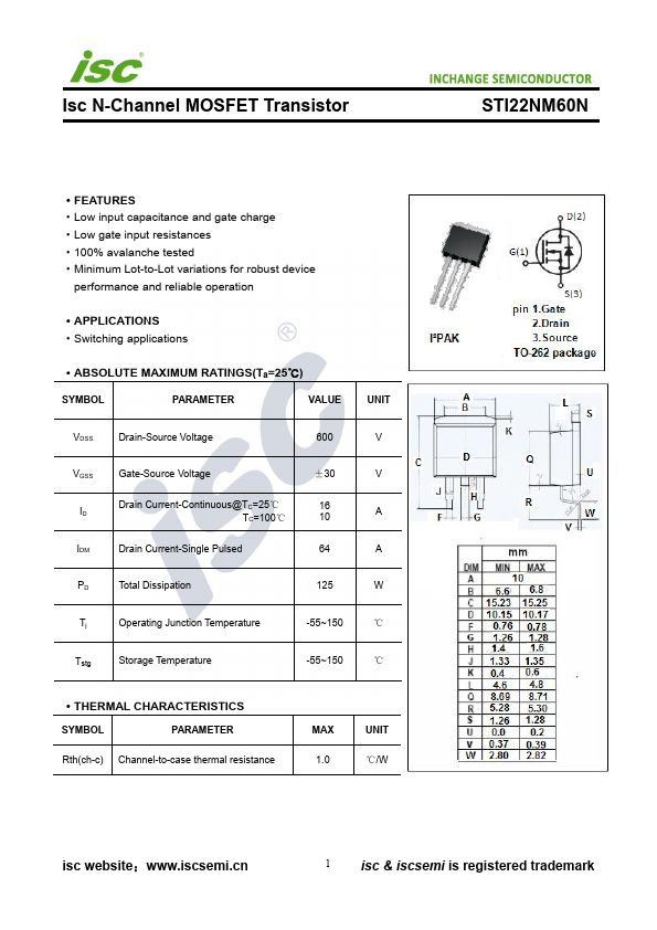 STI22NM60N INCHANGE