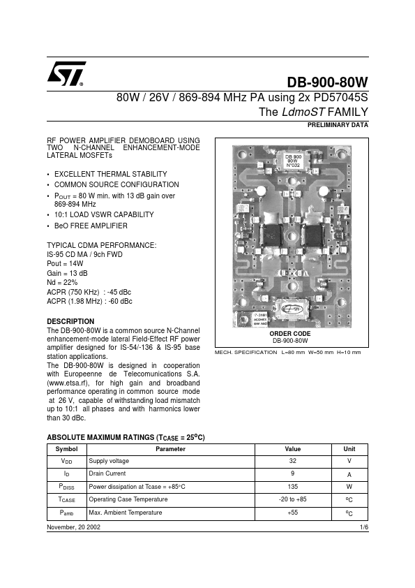 <?=DB-900-80W?> डेटा पत्रक पीडीएफ