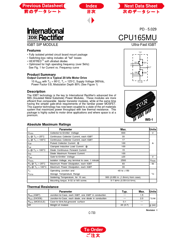 CPU165MU International Rectifier