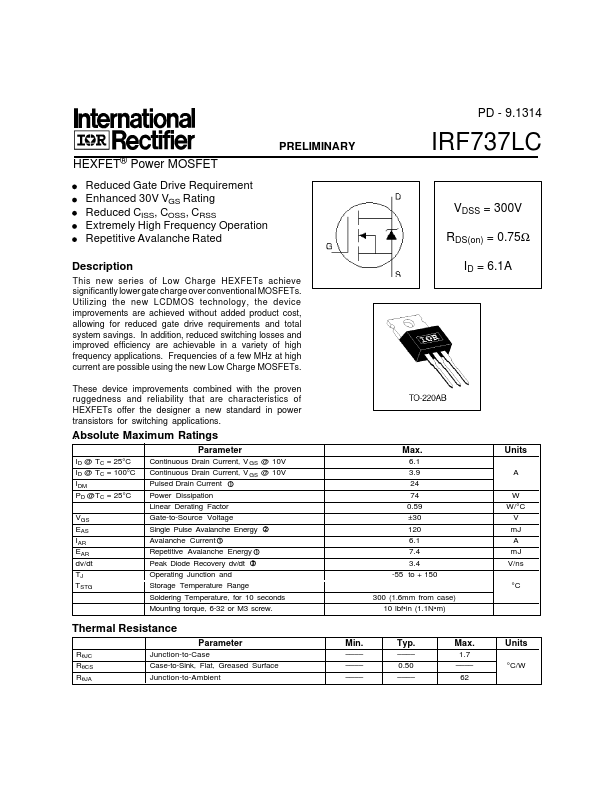 IRF737LC International Rectifier