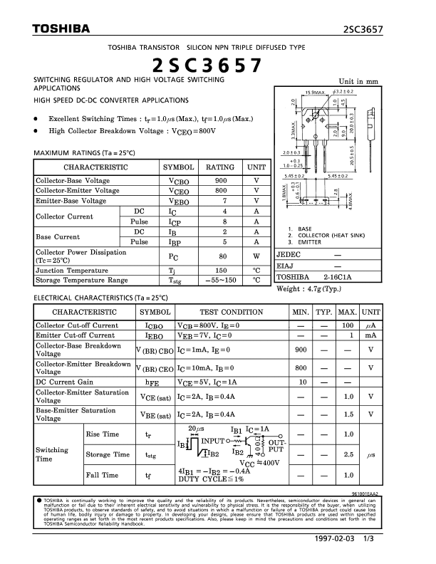 C3657 Toshiba Semiconductor
