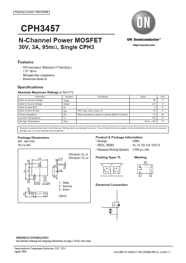 CPH3457 ON Semiconductor