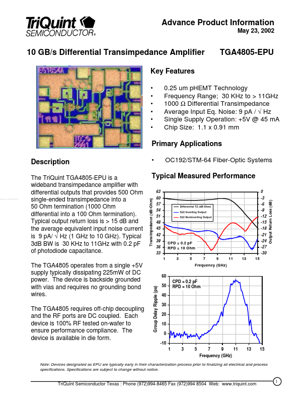 TGA4805-EPU TriQuint Semiconductor