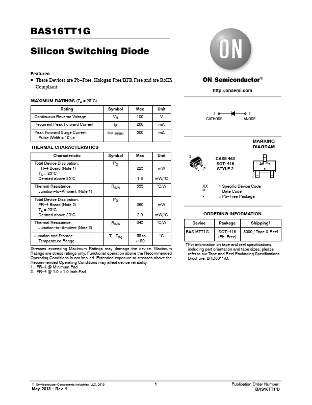 BAS16TT1G ON Semiconductor