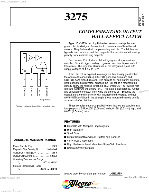 <?=UGN3275?> डेटा पत्रक पीडीएफ