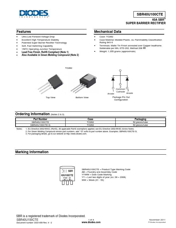 <?=SBR40U100CTE-G?> डेटा पत्रक पीडीएफ