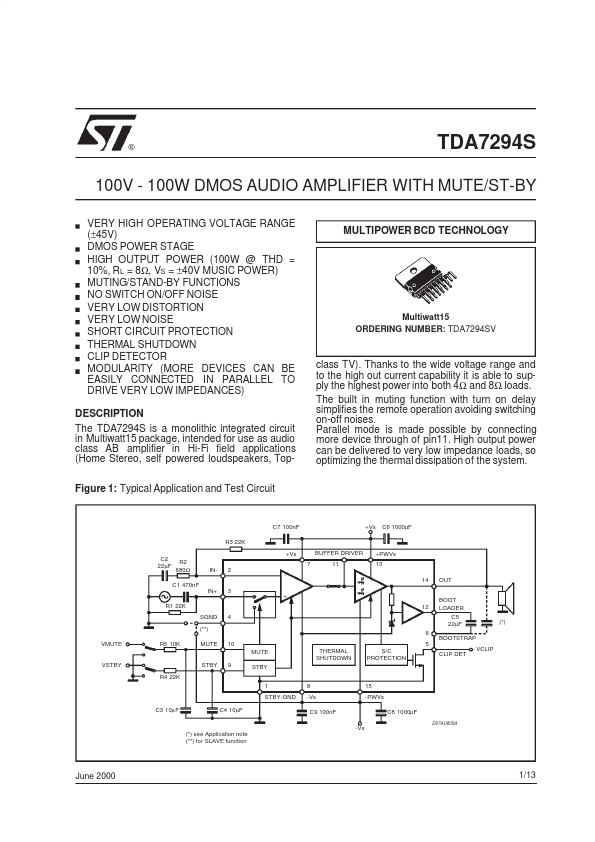 TDA7294S ST Microelectronics