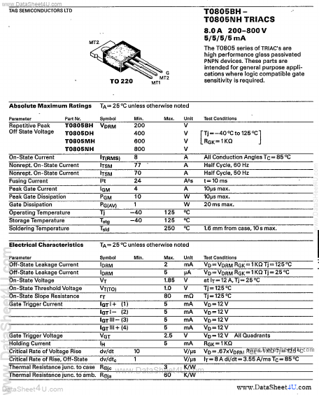 T0805NH Tag Semiconductors