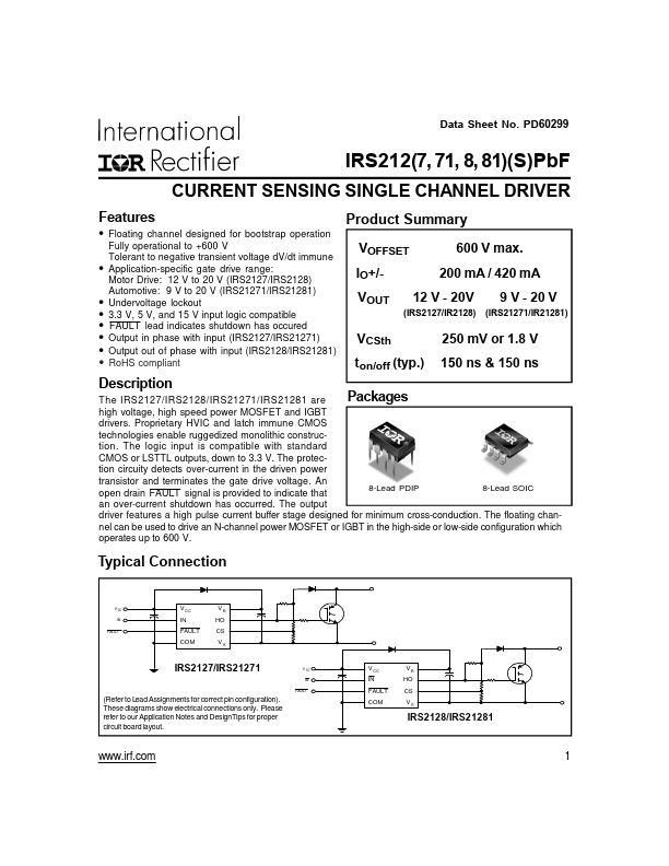 <?=IRS21271SPbF?> डेटा पत्रक पीडीएफ