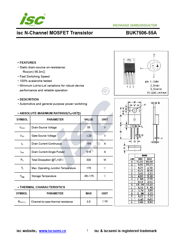 BUK7506-55A INCHANGE