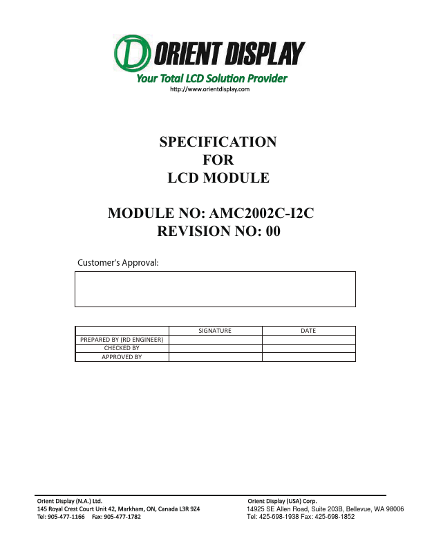 AMC2002C-I2C ORIENT DISPLAY