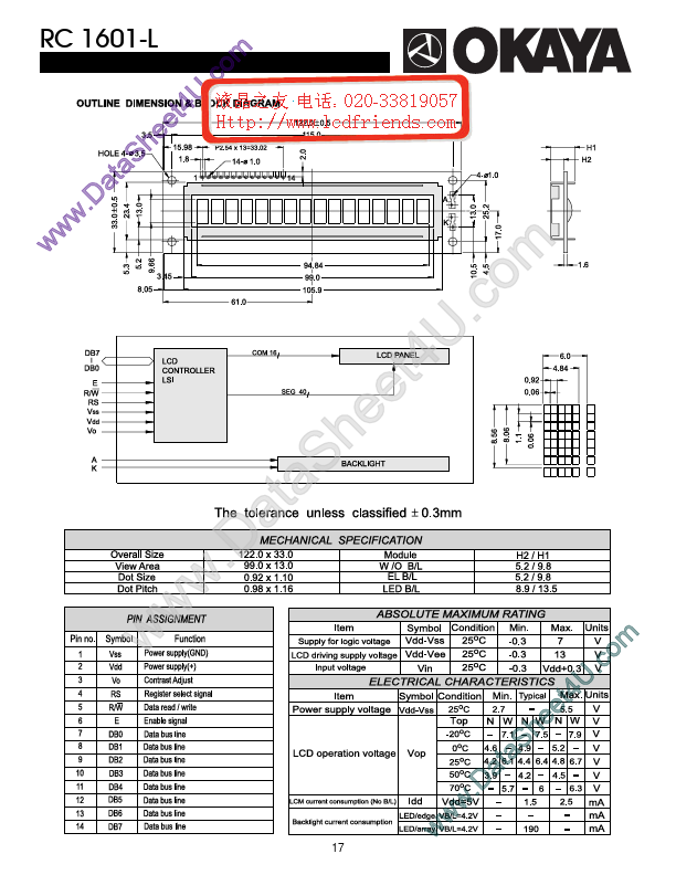 <?=RC1601-L?> डेटा पत्रक पीडीएफ