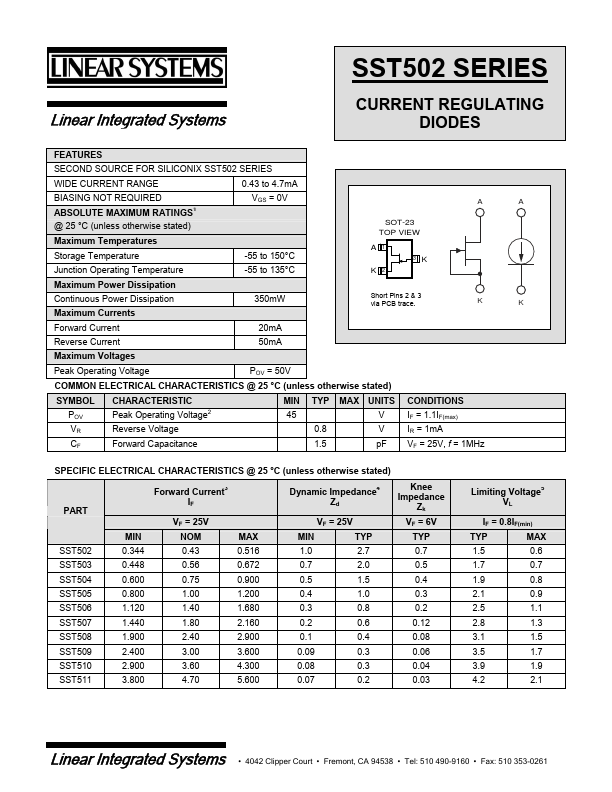 SST508 Linear Integrated Systems