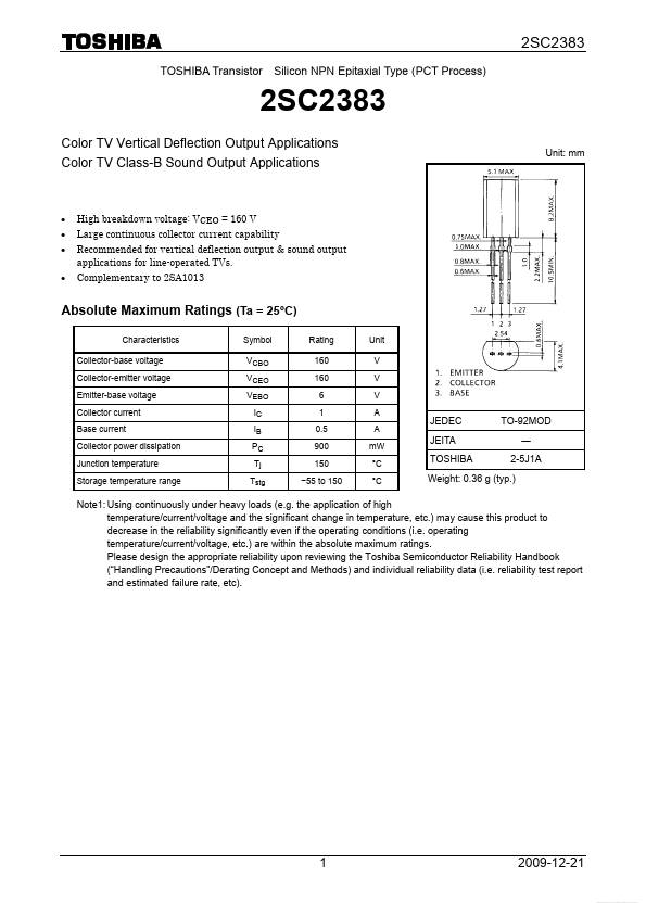 2SC2383 Toshiba Semiconductor