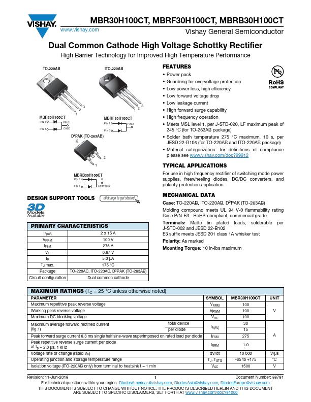 MBR30H100CT Vishay Siliconix