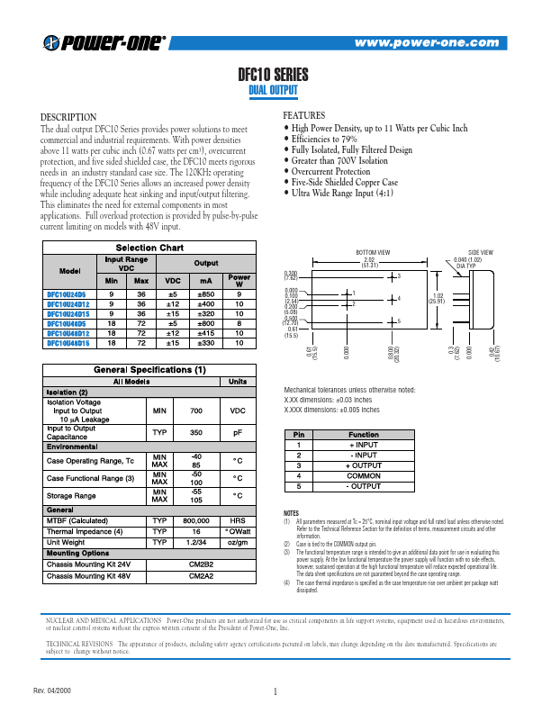 DFC10U48D12 Power-One