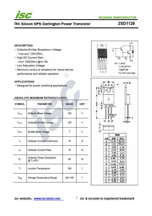 2SD1126 Inchange Semiconductor