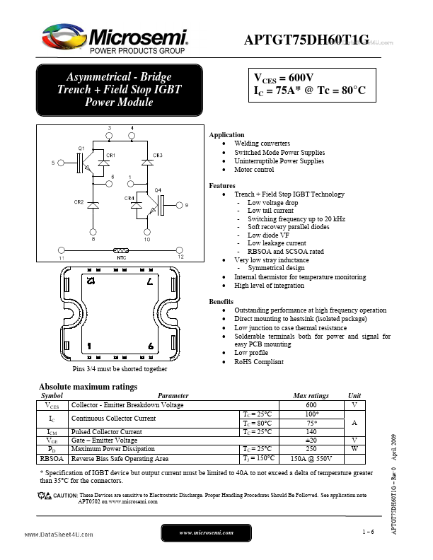 APTGT75DH60T1G