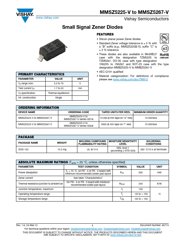 MMSZ5226-V Vishay