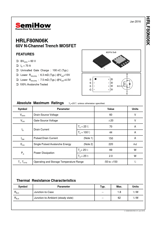 <?=HRLF80N06K?> डेटा पत्रक पीडीएफ