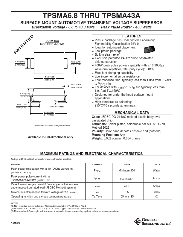 TPSMA12A General Semiconductor