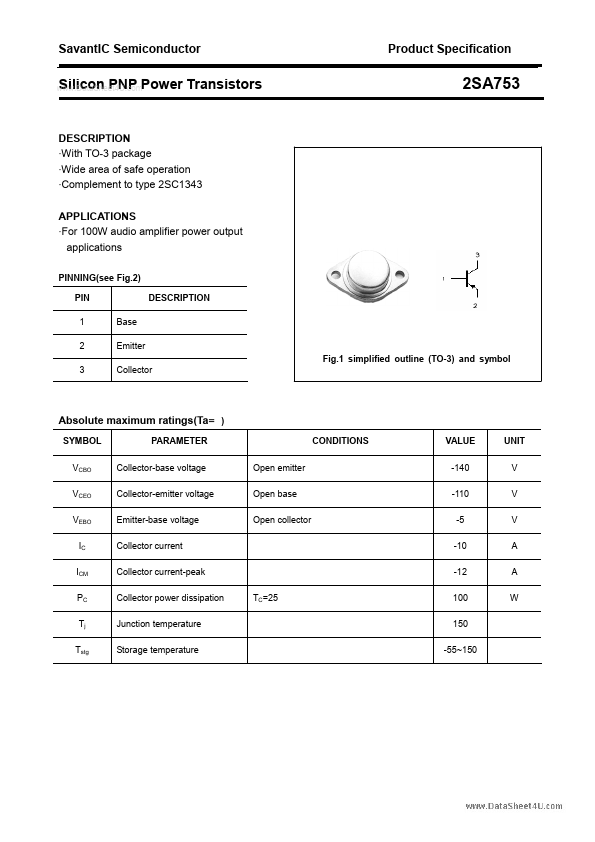 <?=2SA753?> डेटा पत्रक पीडीएफ