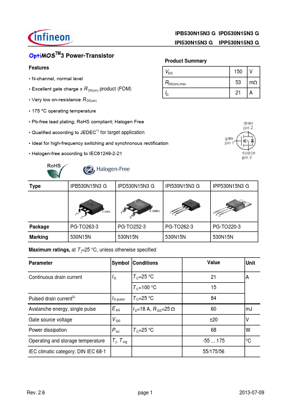 IPD530N15N3G Infineon