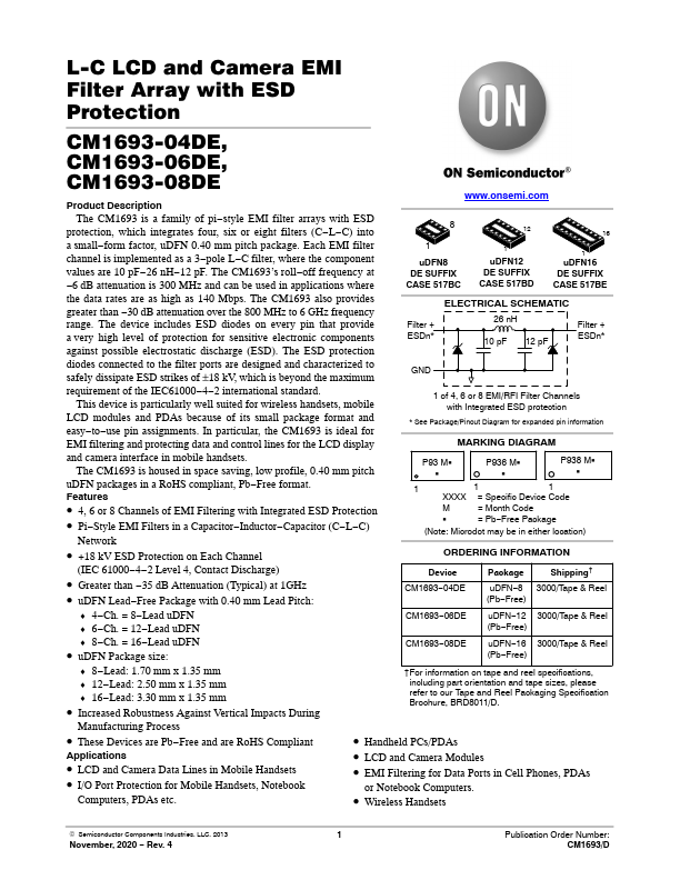 CM1693-04DE ON Semiconductor