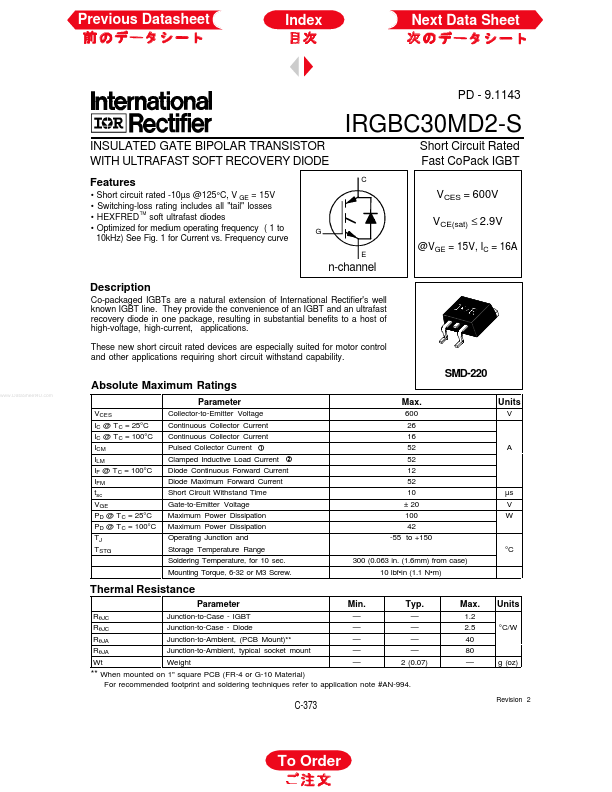 IRGBC30MD2-S International Rectifier