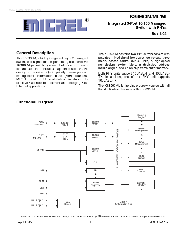 KS8993MI Micrel Semiconductor