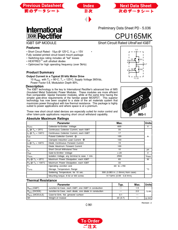 CPU165MK International Rectifier