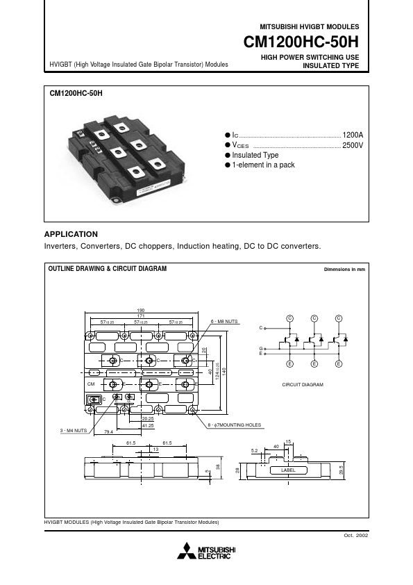 CM1200HC-50H Powerex Power Semiconductors