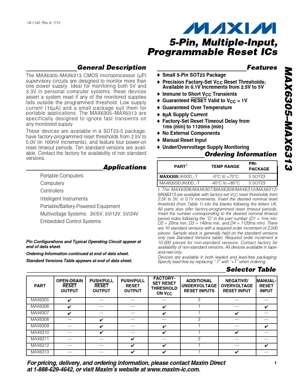 MAX6305 Maxim Integrated