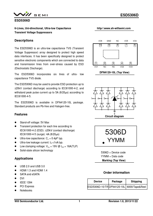 <?=ESD5306D?> डेटा पत्रक पीडीएफ