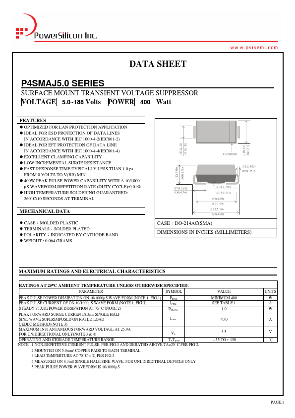 P4SMAJ51C Power SIlicon