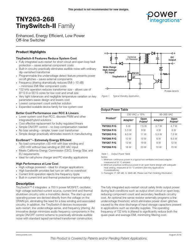 TNY264G Power Integrations