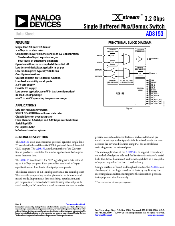 <?=AD8153?> डेटा पत्रक पीडीएफ