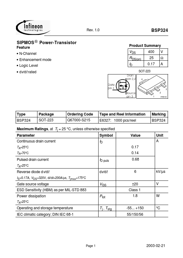 <?=BSP324?> डेटा पत्रक पीडीएफ