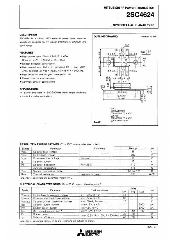 2SC4624 Mitsubishi Electric Semiconductor