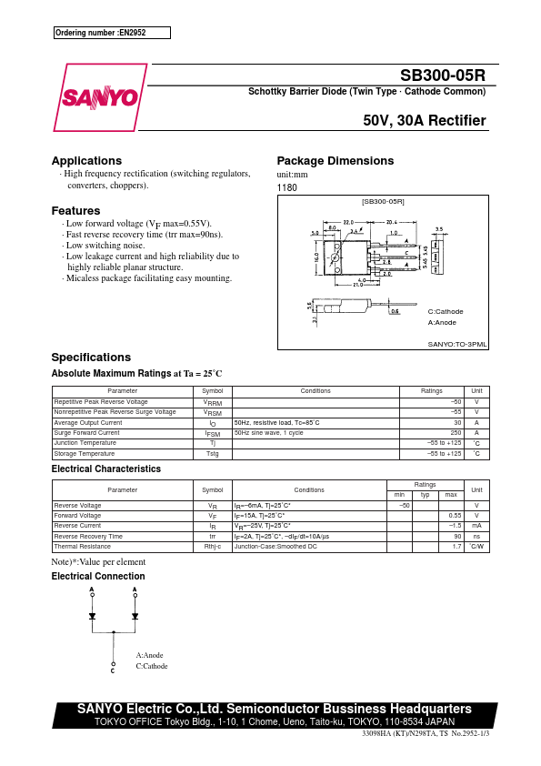 SB300-05R Sanyo Semicon Device