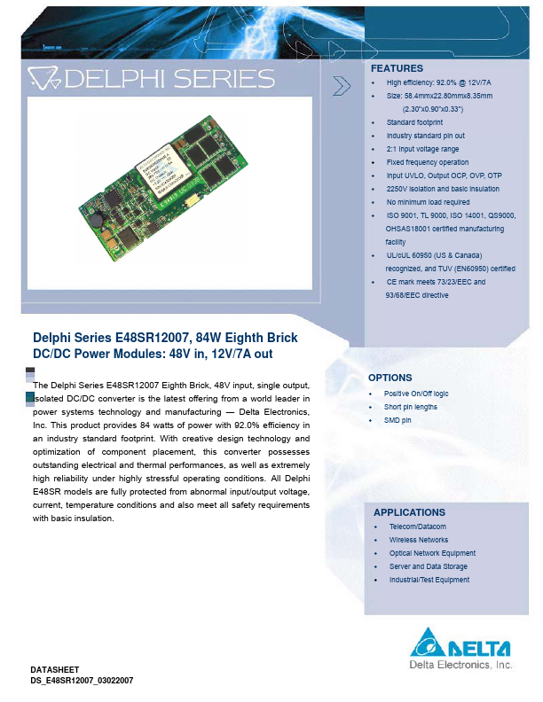 E48SR12007 Delta Electronics